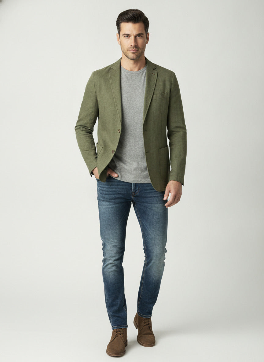 Men's Olive Green Casual Blazer