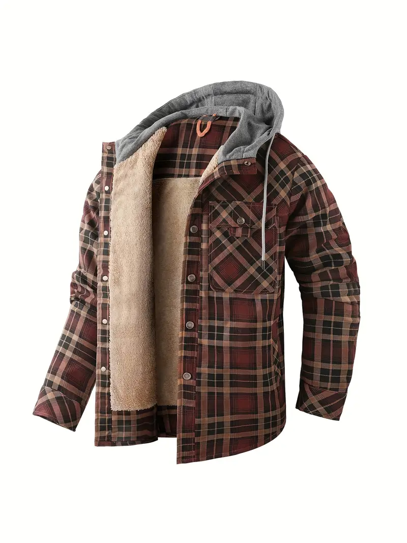 Herren-Fleecejacke mit Kapuze und Knöpfen