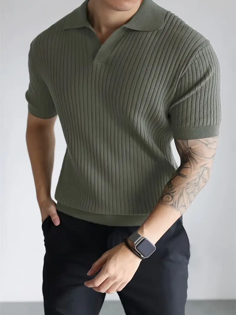 Herren-Polohemd mit kurzen Ärmeln und Rippstrick