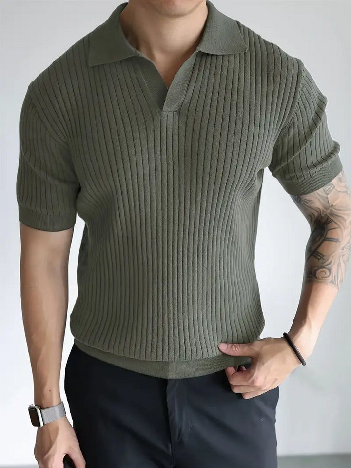 Herren-Polohemd mit kurzen Ärmeln und Rippstrick
