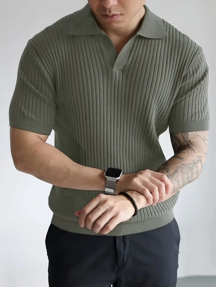 Herren-Polohemd mit kurzen Ärmeln und Rippstrick