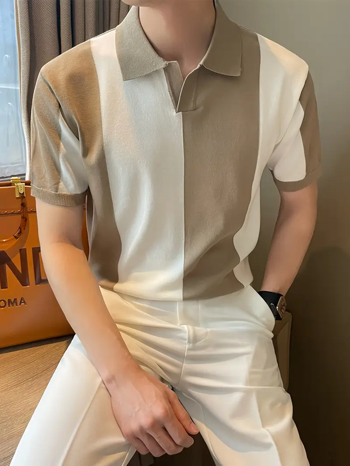 Herren-Polohemd mit kurzen Ärmeln und Streifenmuster