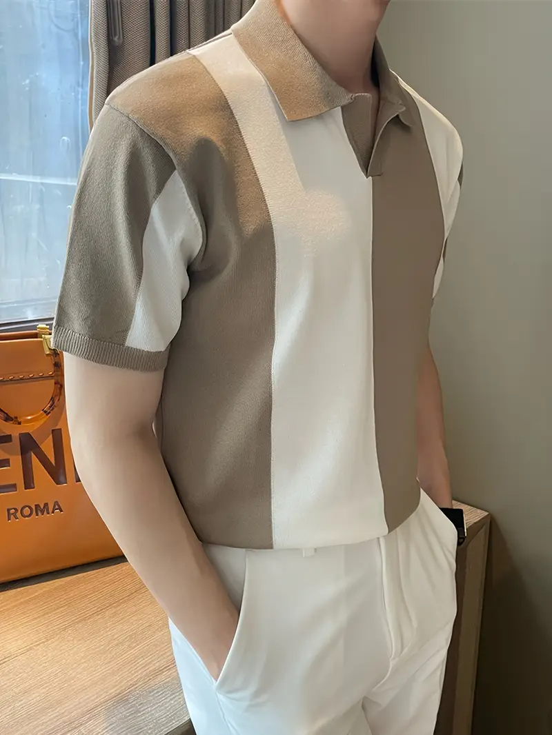 Herren-Polohemd mit kurzen Ärmeln und Streifenmuster