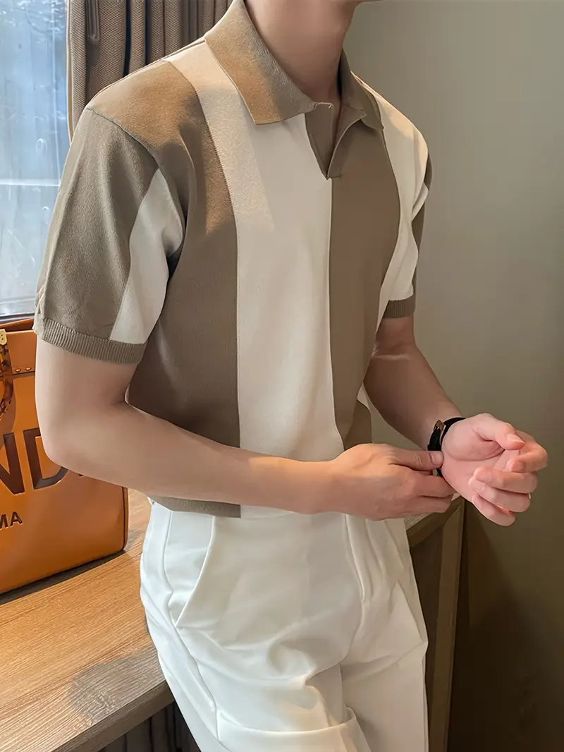 Herren-Polohemd mit kurzen Ärmeln und Streifenmuster