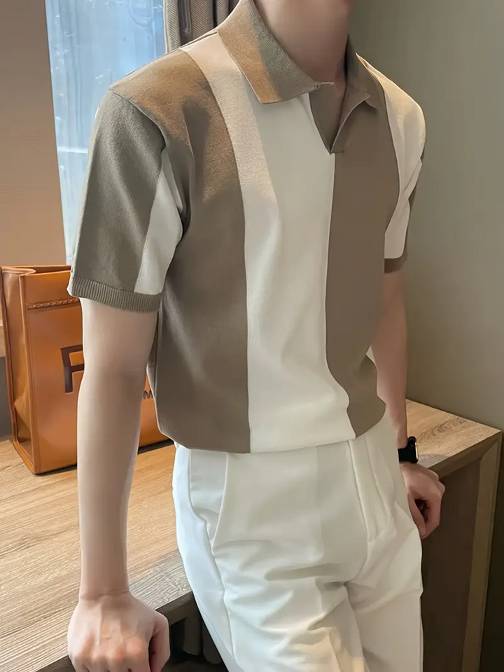 Herren-Polohemd mit kurzen Ärmeln und Streifenmuster