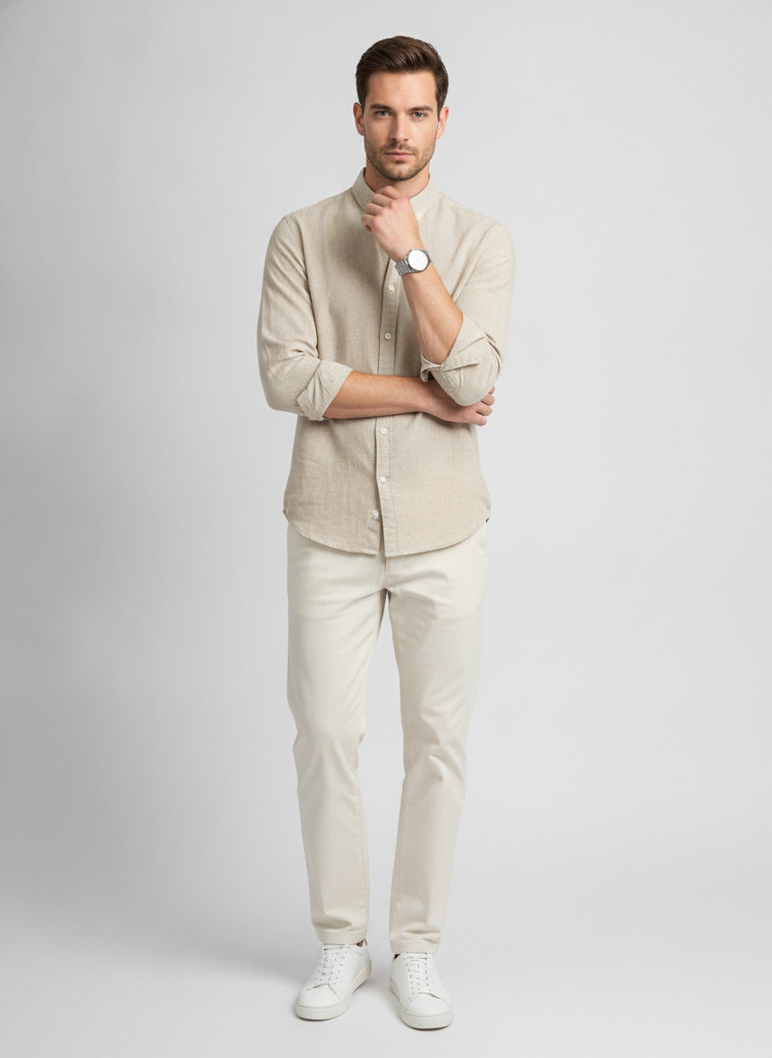 Men's Beige Casual Shirt
