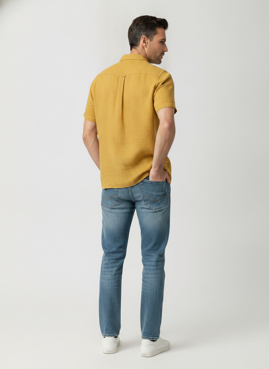 Men's Yellow Short Sleeve Shirt