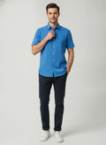 Men's Blue Short Sleeve Shirt