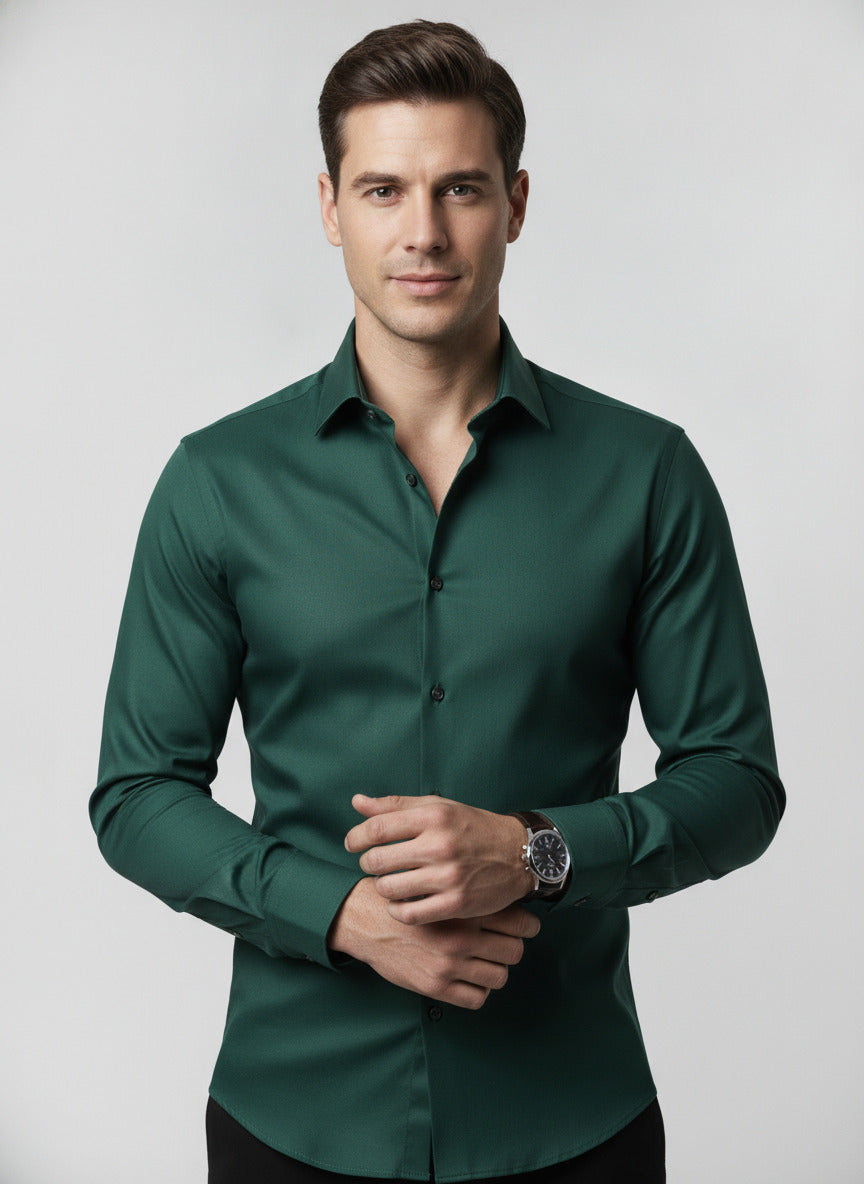 Men's Slim Fit Dark Green Shirt