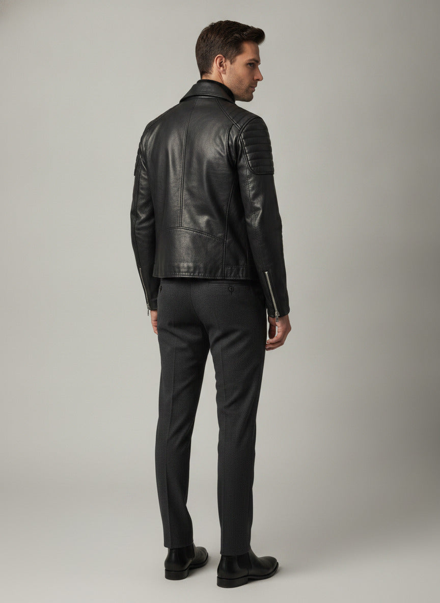 Men's Black Biker Style Jacket