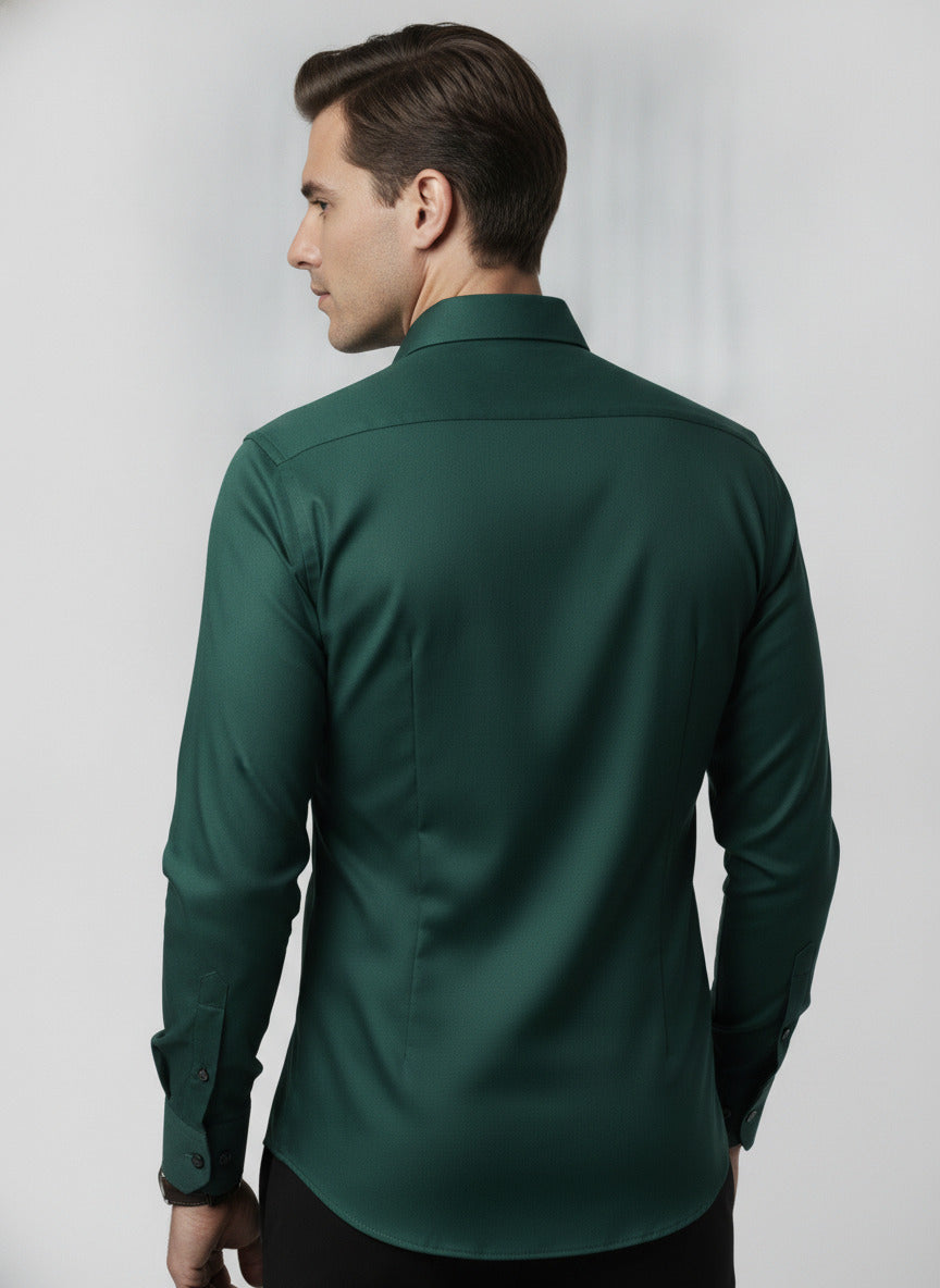 Men's Slim Fit Dark Green Shirt