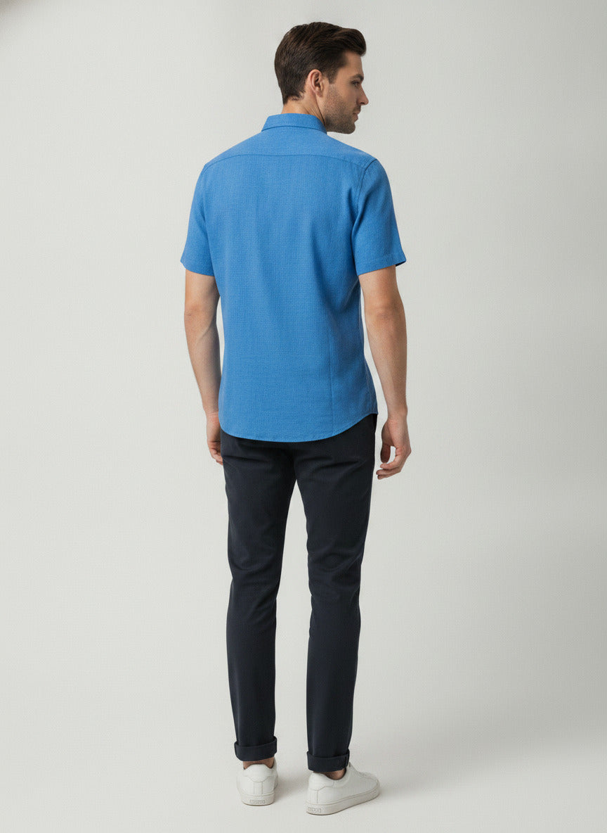 Men's Blue Short Sleeve Shirt